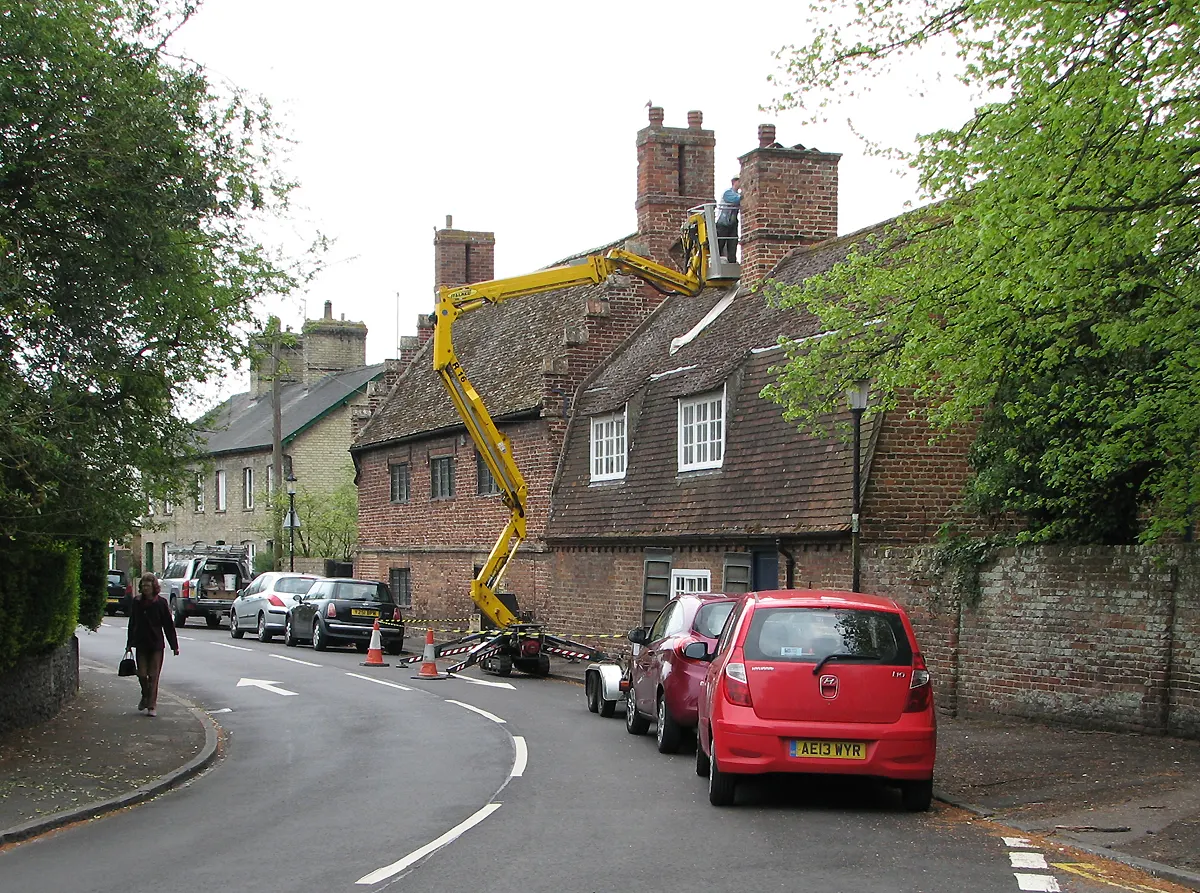 Brick chimney repointing at an English property